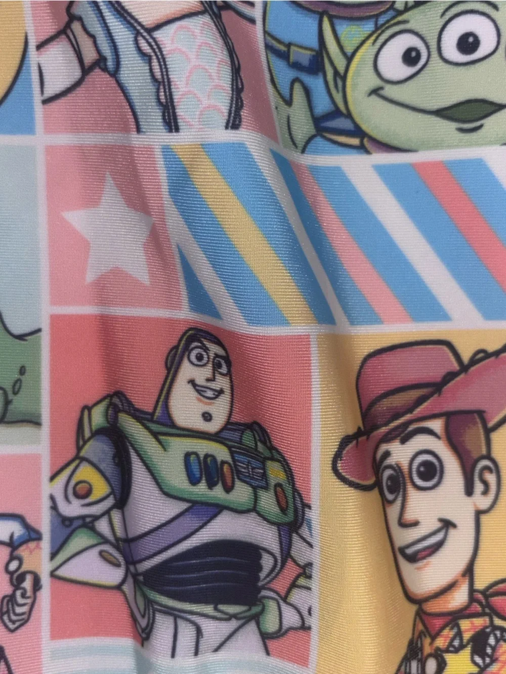 Disney Toy Story Girls One-Piece Long Sleeve Swimsuit in Pastel Multicolor